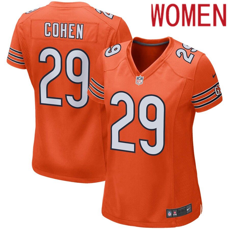 Women Chicago Bears #29 Tarik Cohen Nike Orange Game NFL Jersey->women nfl jersey->Women Jersey